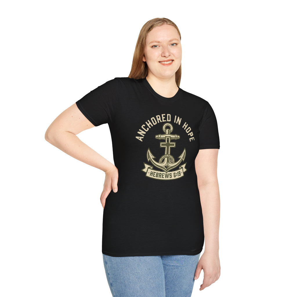 Anchored In Hope T-Shirt — Hebrews 6:19 Christian Faith Tee