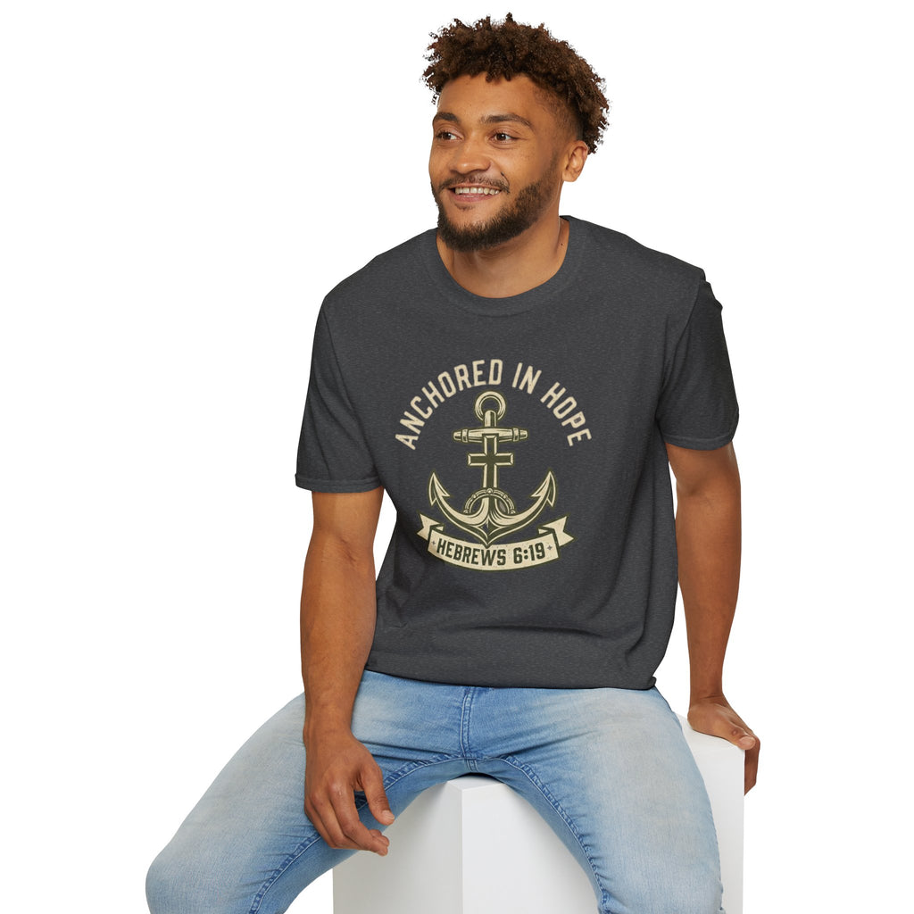 Anchored In Hope T-Shirt — Hebrews 6:19 Christian Faith Tee