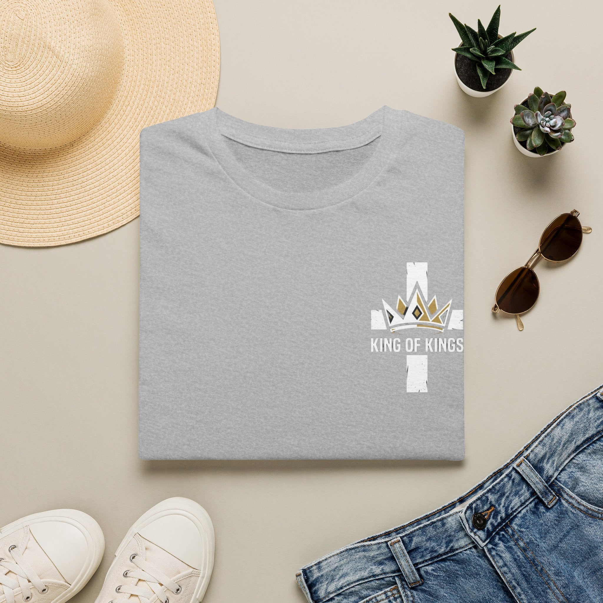 King of Kings Cross T‑Shirt — Christian Faith Crown Graphic
