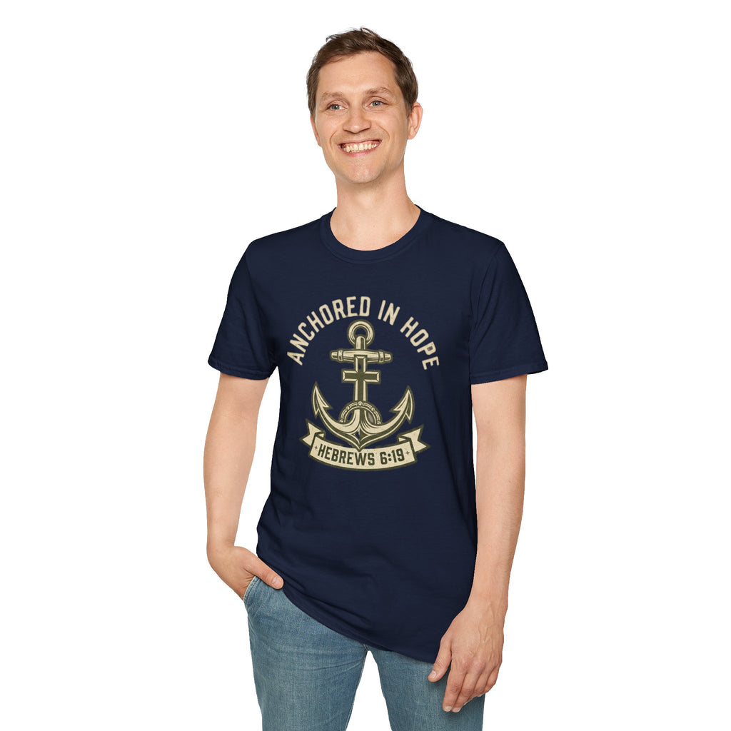 Anchored In Hope T-Shirt — Hebrews 6:19 Christian Faith Tee