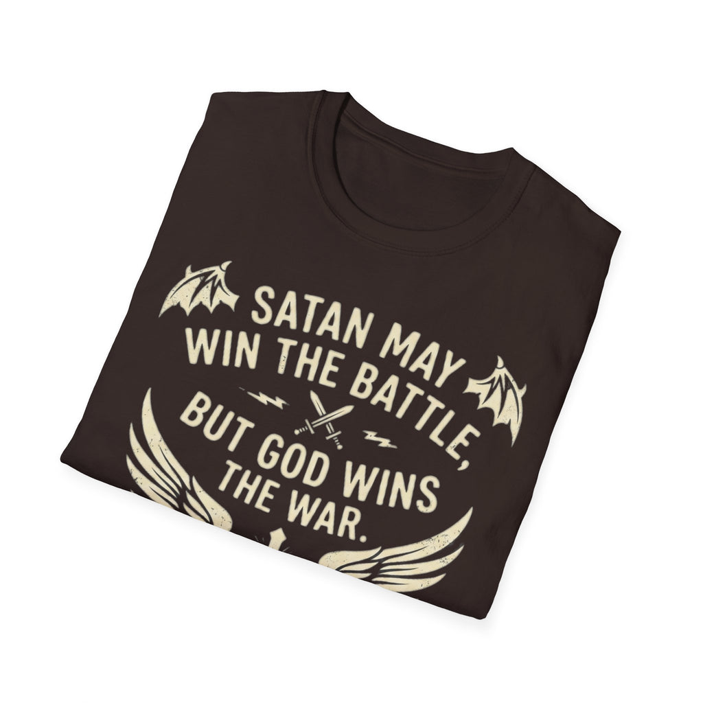 Religious Graphic T-Shirt — "Satan May Win the Battle, But God Wins the War"