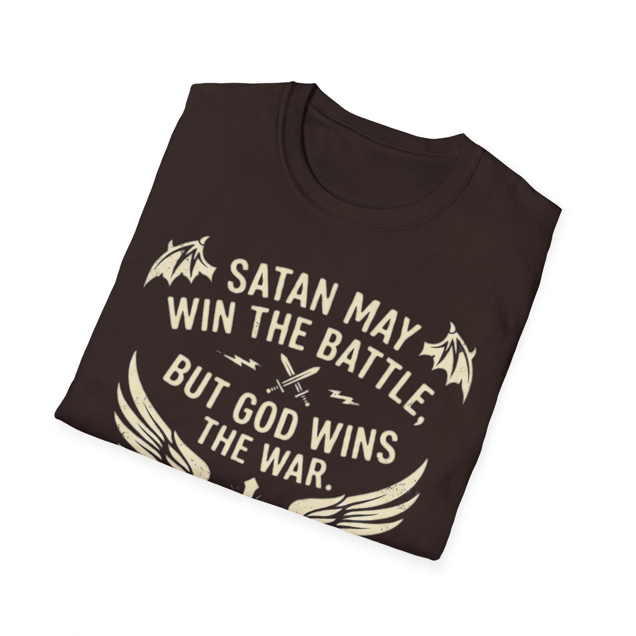 Religious Graphic T-Shirt — "Satan May Win the Battle, But God Wins the War"