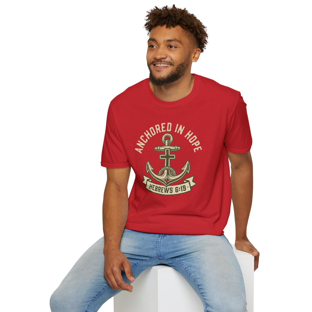 Anchored In Hope T-Shirt — Hebrews 6:19 Christian Faith Tee