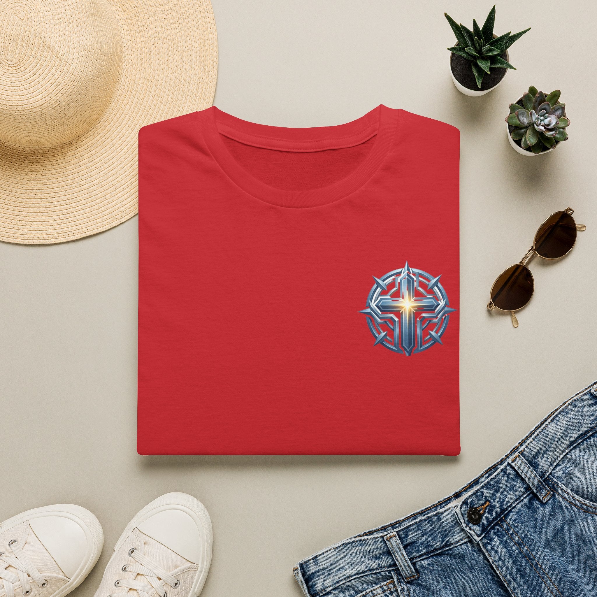 Christian Compass Cross T-Shirt — Small Chest Faith Graphic