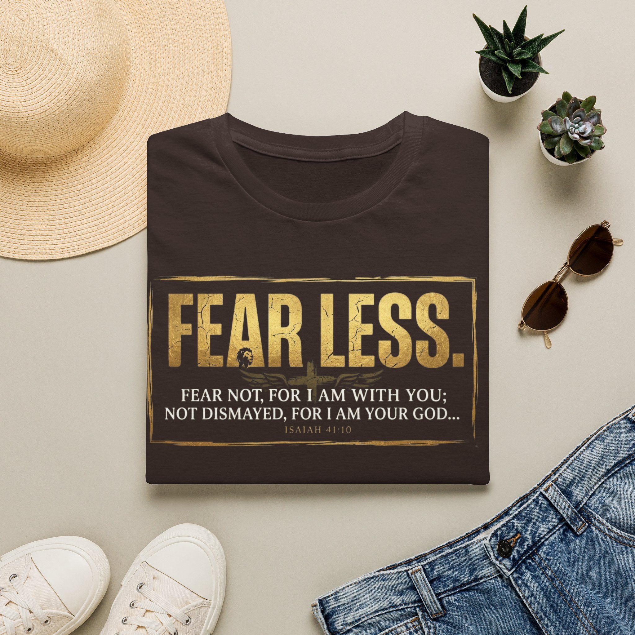 Fear Less T‑Shirt — Inspirational Christian Scripture Tee (Isaiah 41:10)