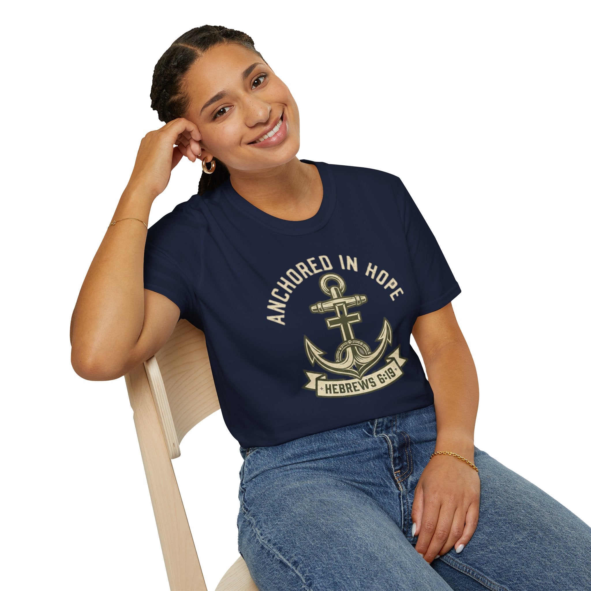 Anchored In Hope T-Shirt — Hebrews 6:19 Christian Faith Tee