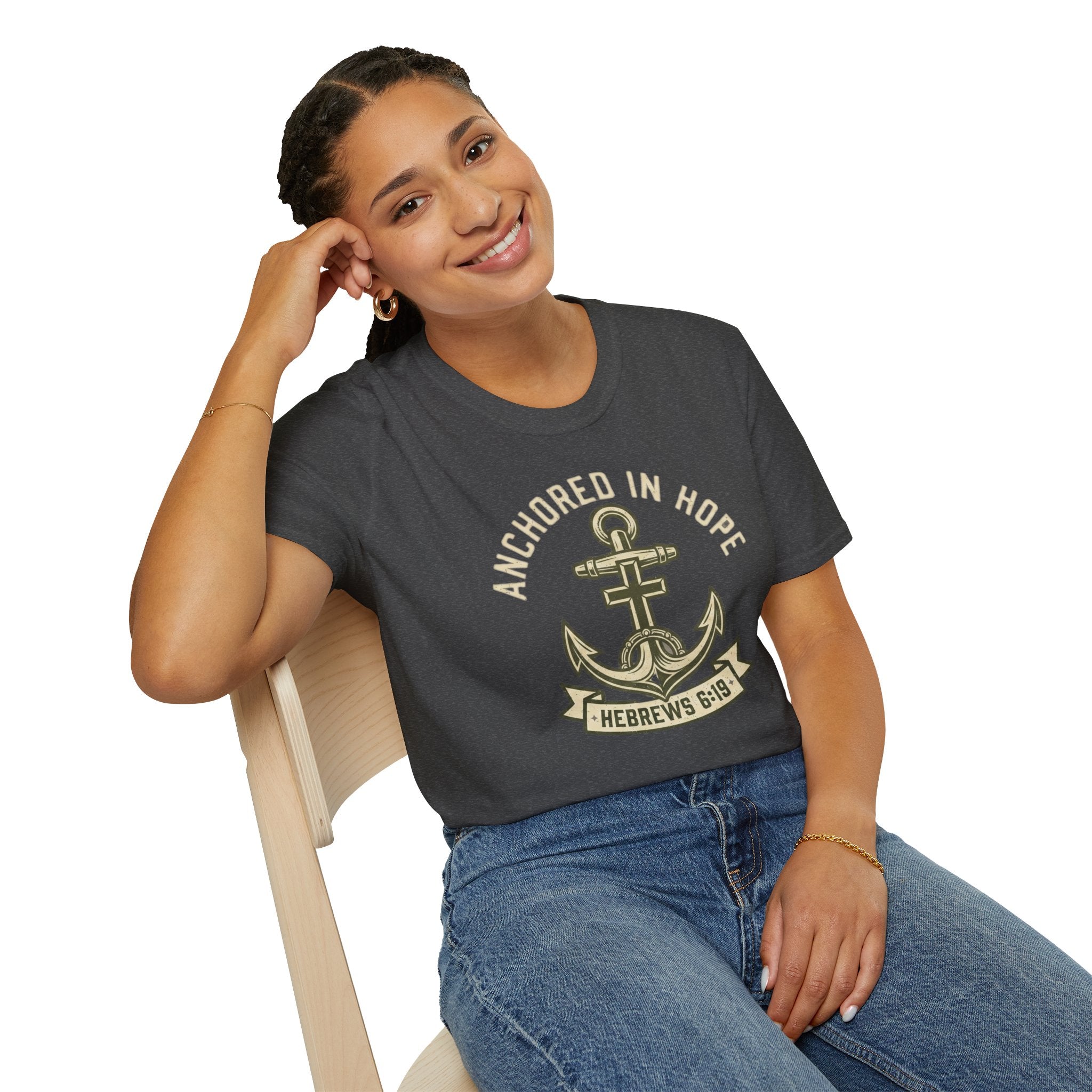 Anchored In Hope T-Shirt — Hebrews 6:19 Christian Faith Tee