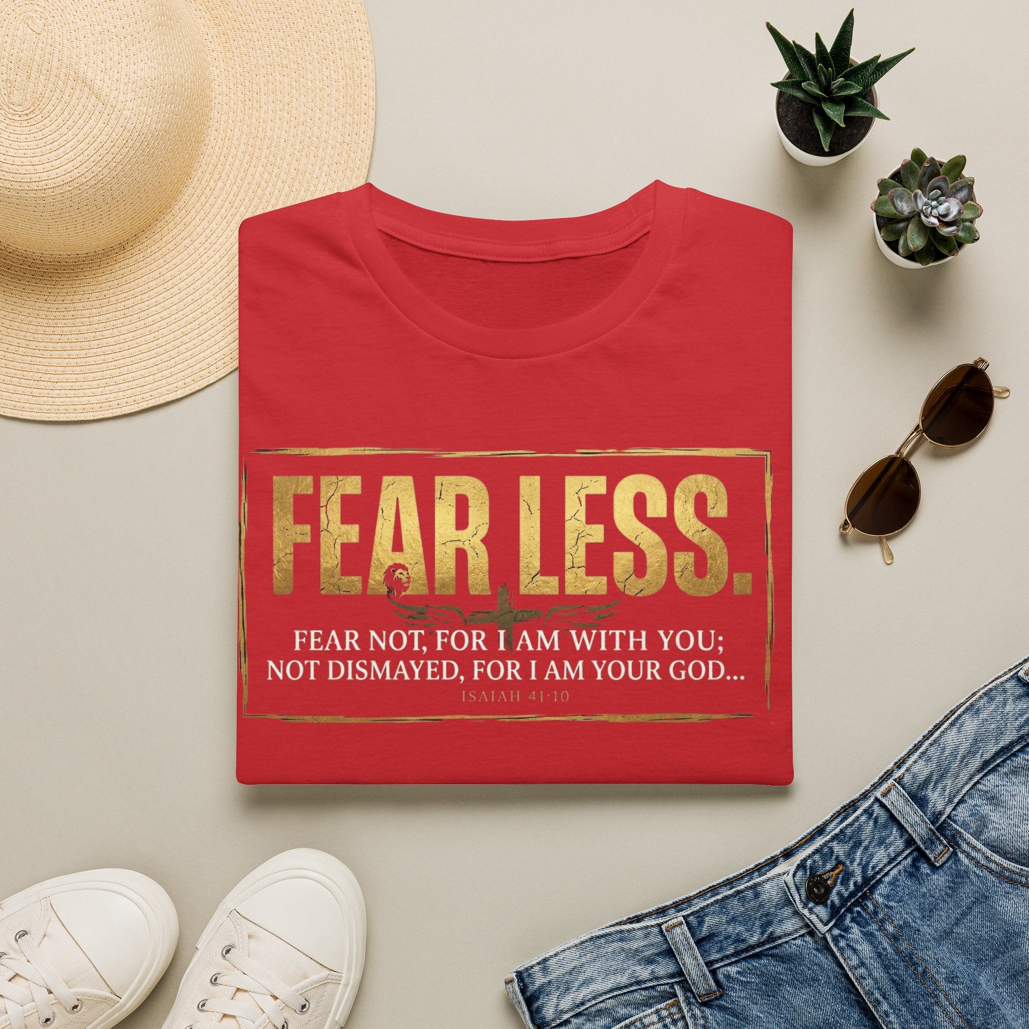 Fear Less T‑Shirt — Inspirational Christian Scripture Tee (Isaiah 41:10)