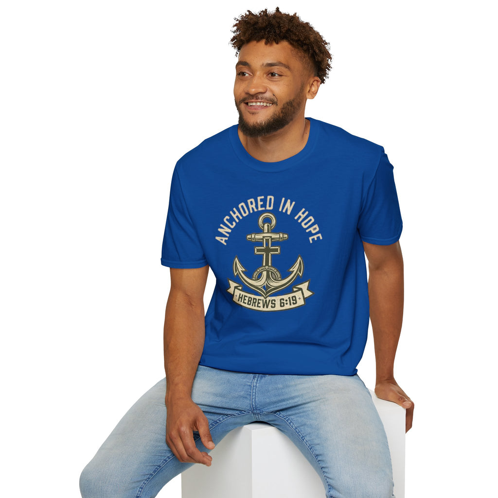 Anchored In Hope T-Shirt — Hebrews 6:19 Christian Faith Tee