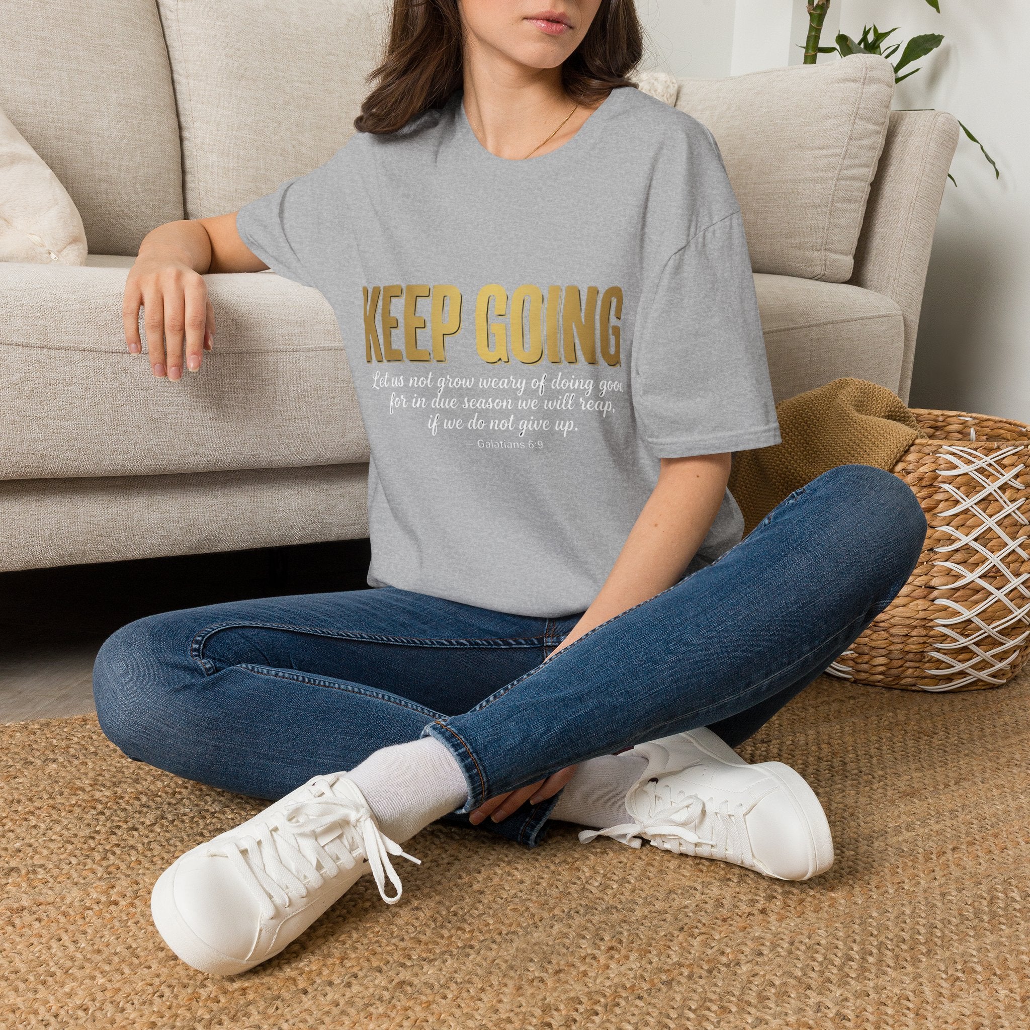 Keep Going T-Shirt — Inspirational Christian Verse Shirt (Galatians 6:9)