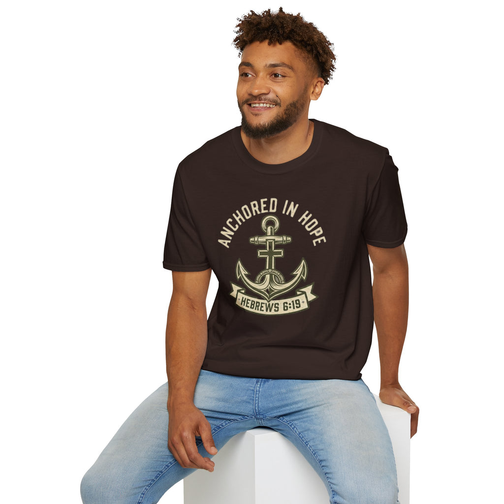 Anchored In Hope T-Shirt — Hebrews 6:19 Christian Faith Tee