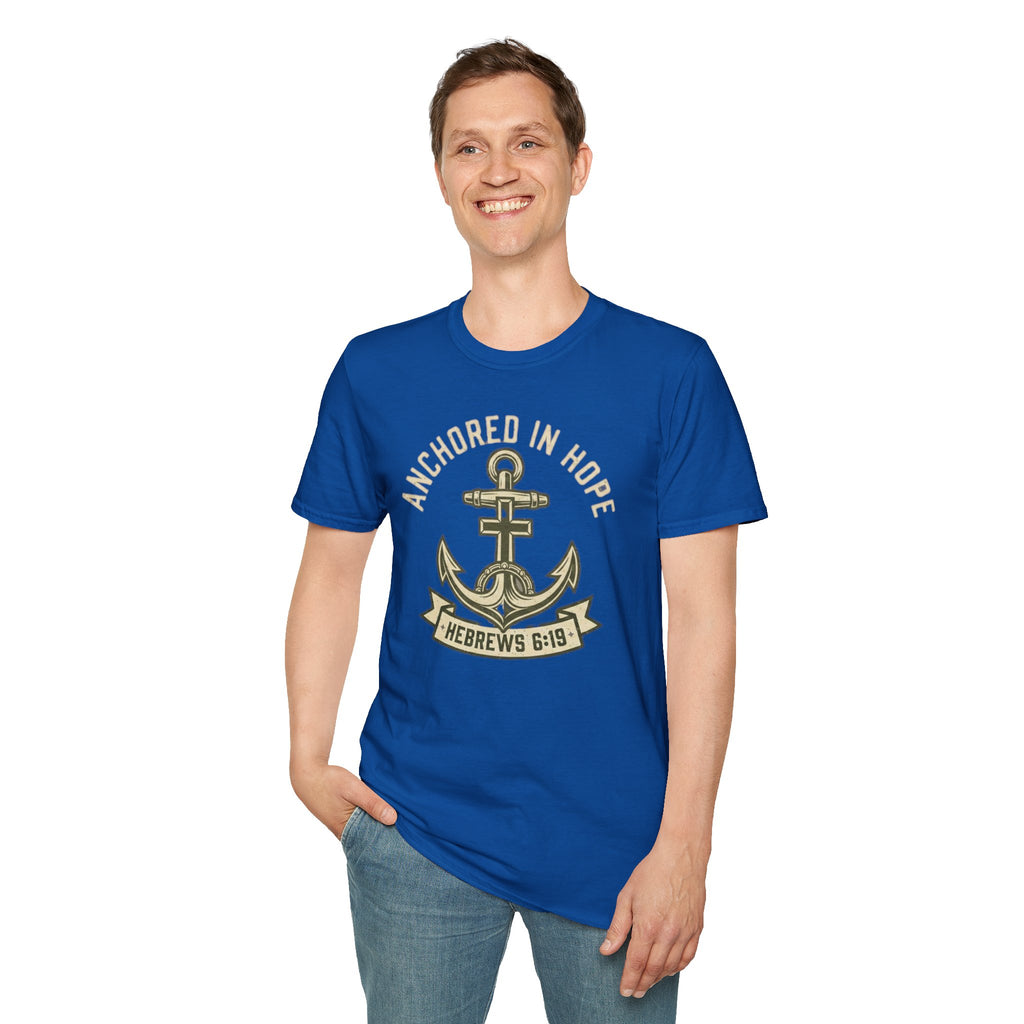 Anchored In Hope T-Shirt — Hebrews 6:19 Christian Faith Tee