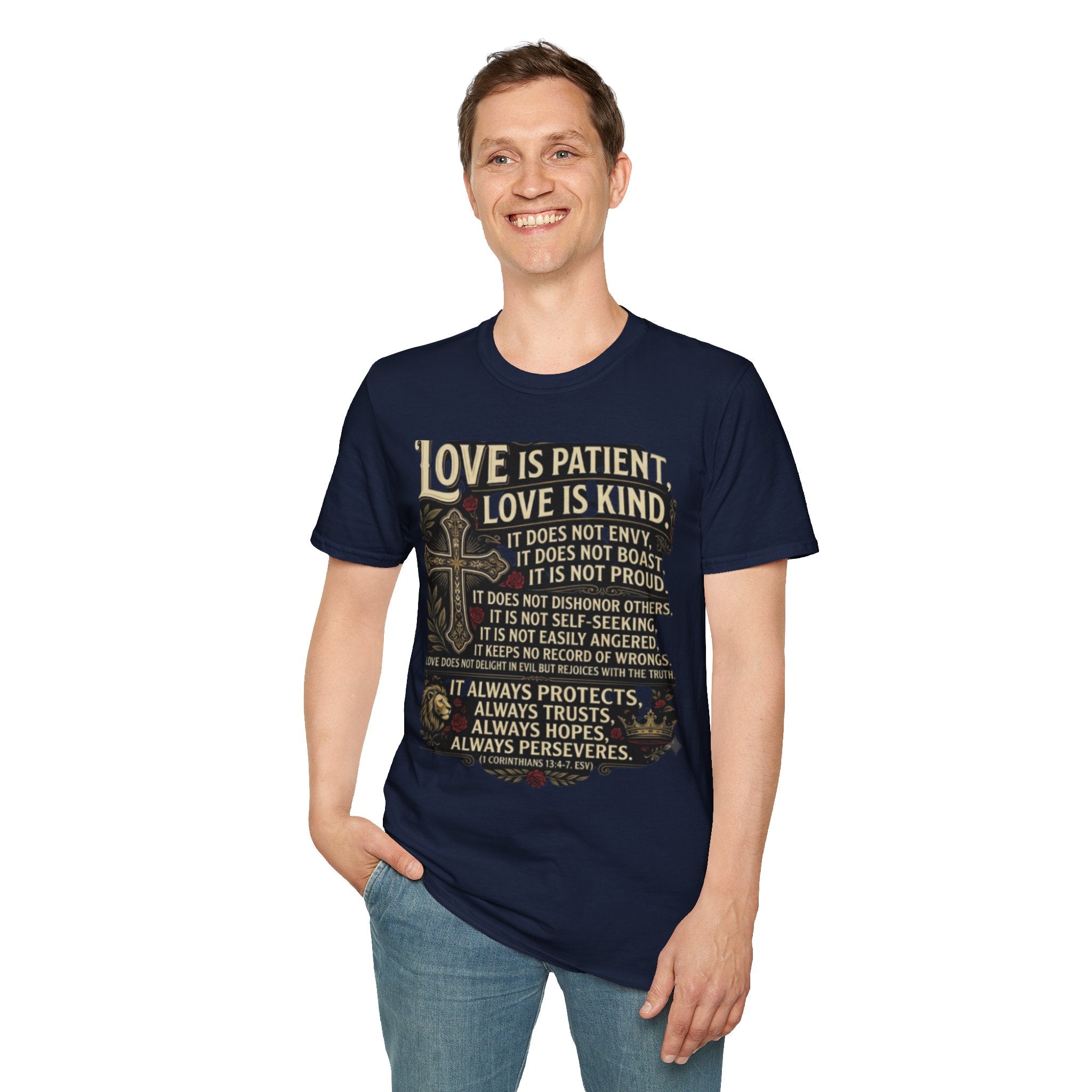 Love Is Patient Scripture T-Shirt — 1 Corinthians 13 Christian Faith Tee