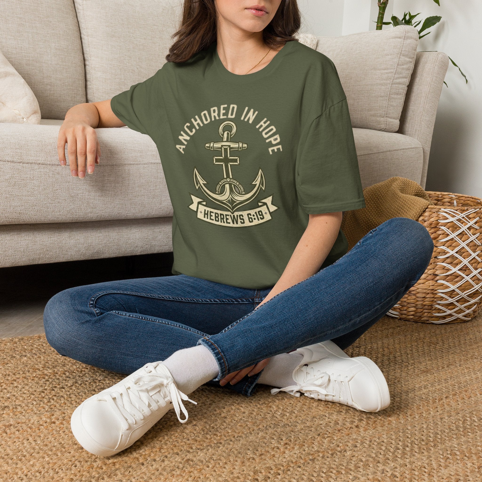 Anchored In Hope T-Shirt — Hebrews 6:19 Christian Faith Tee