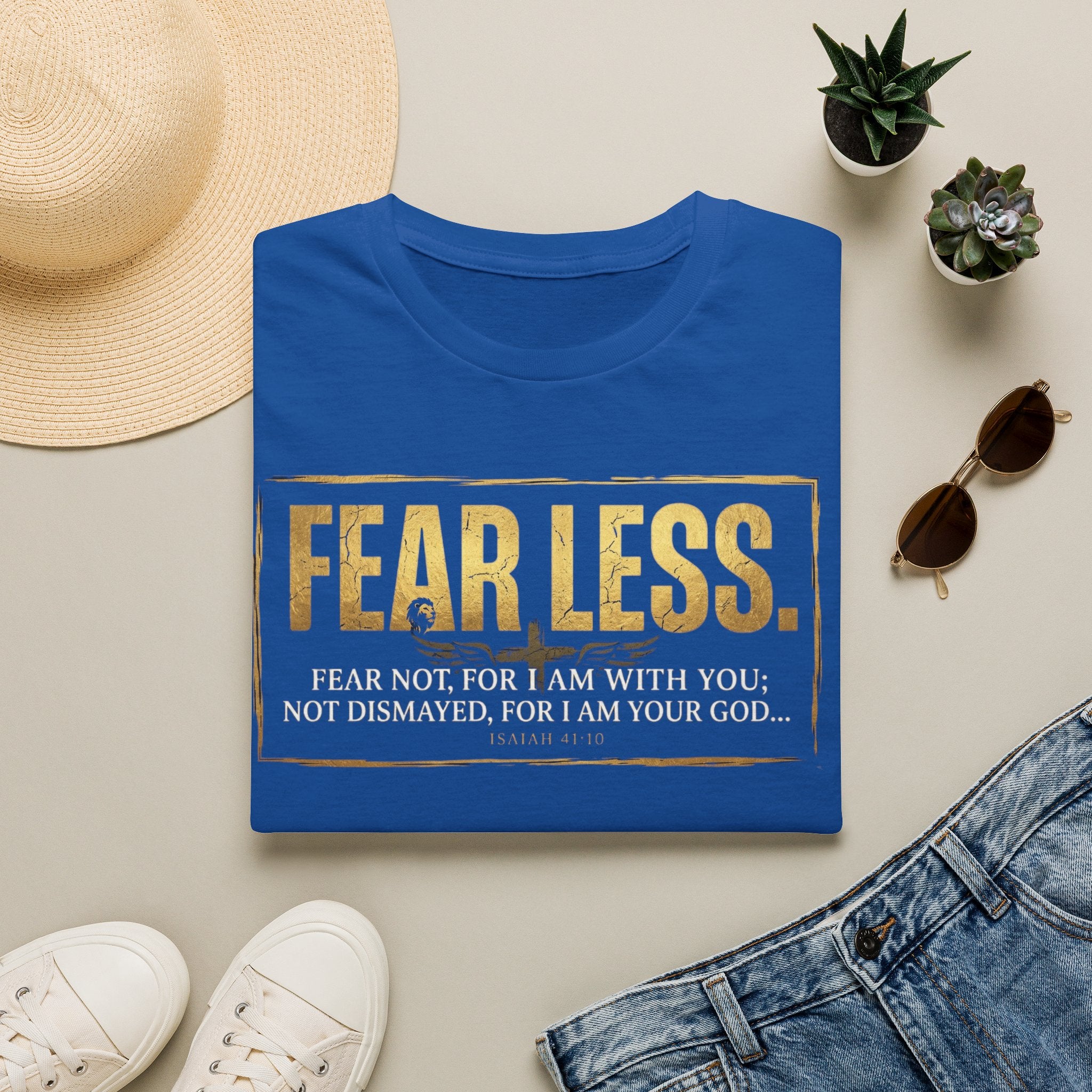 Fear Less T‑Shirt — Inspirational Christian Scripture Tee (Isaiah 41:10)