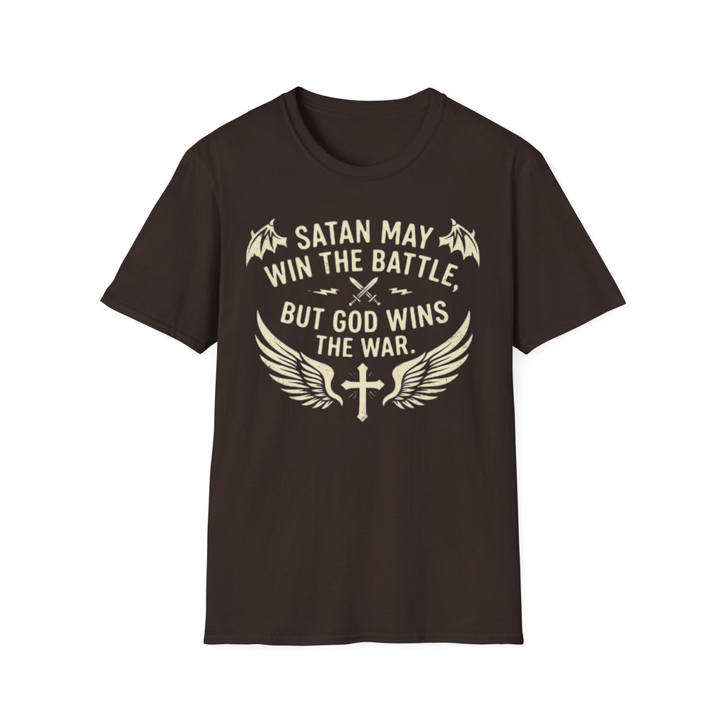 Religious Graphic T-Shirt — "Satan May Win the Battle, But God Wins the War"