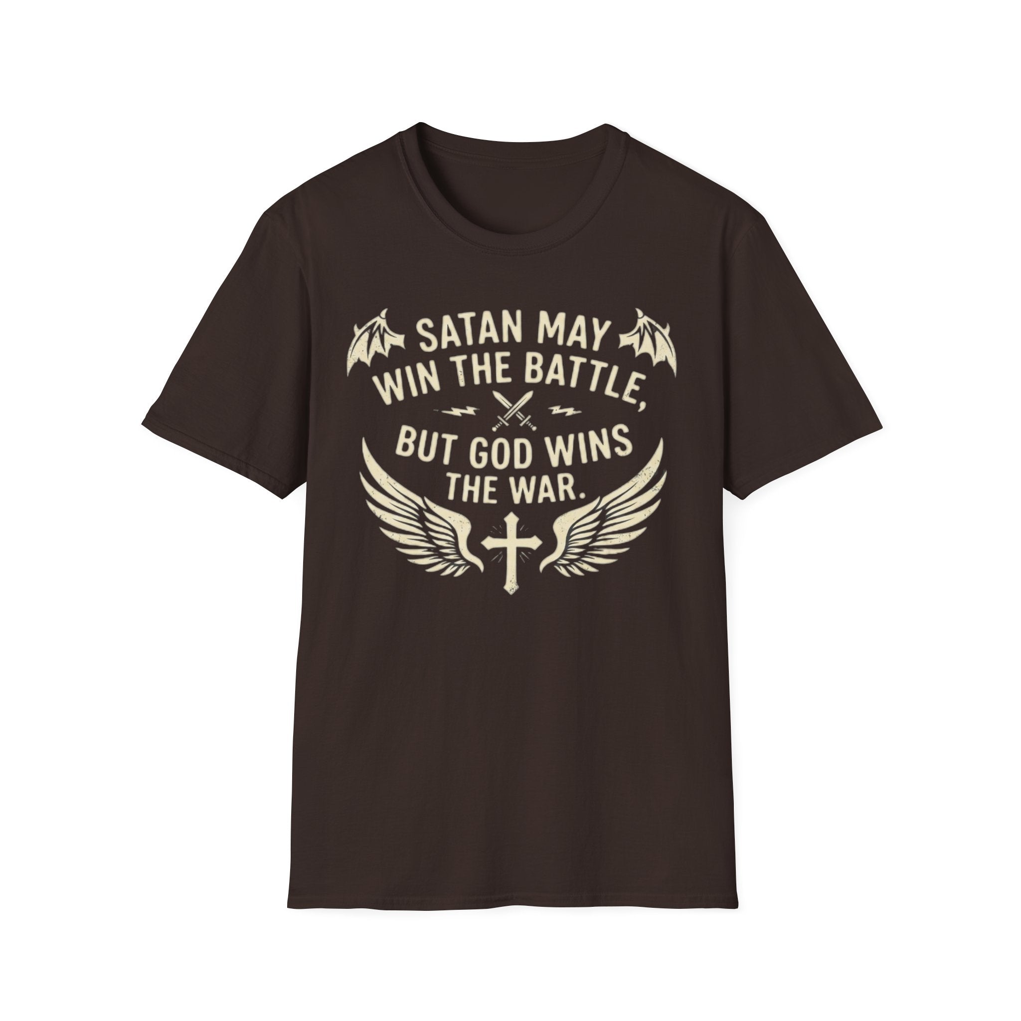 Religious Graphic T-Shirt — "Satan May Win the Battle, But God Wins the War"