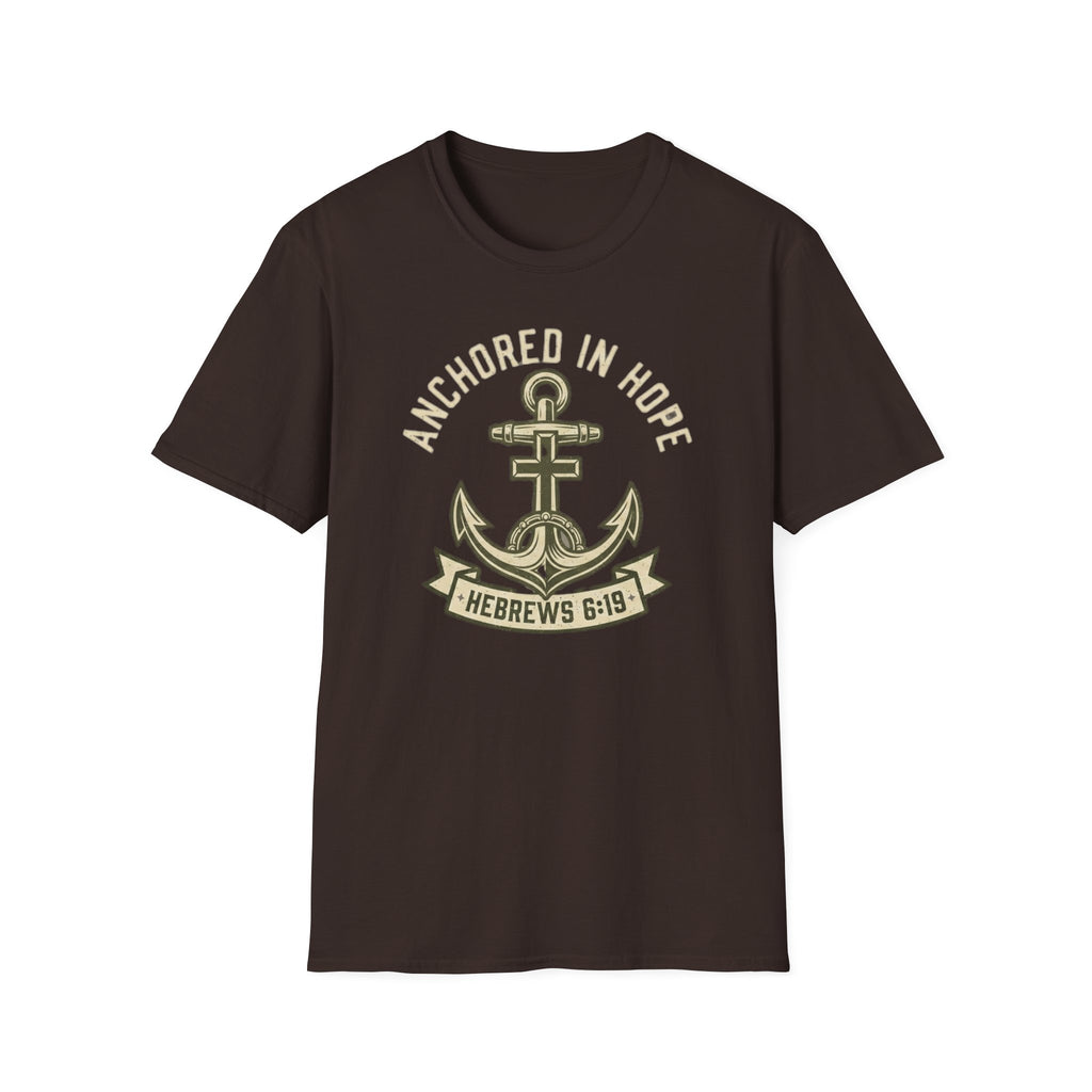 Anchored In Hope T-Shirt — Hebrews 6:19 Christian Faith Tee