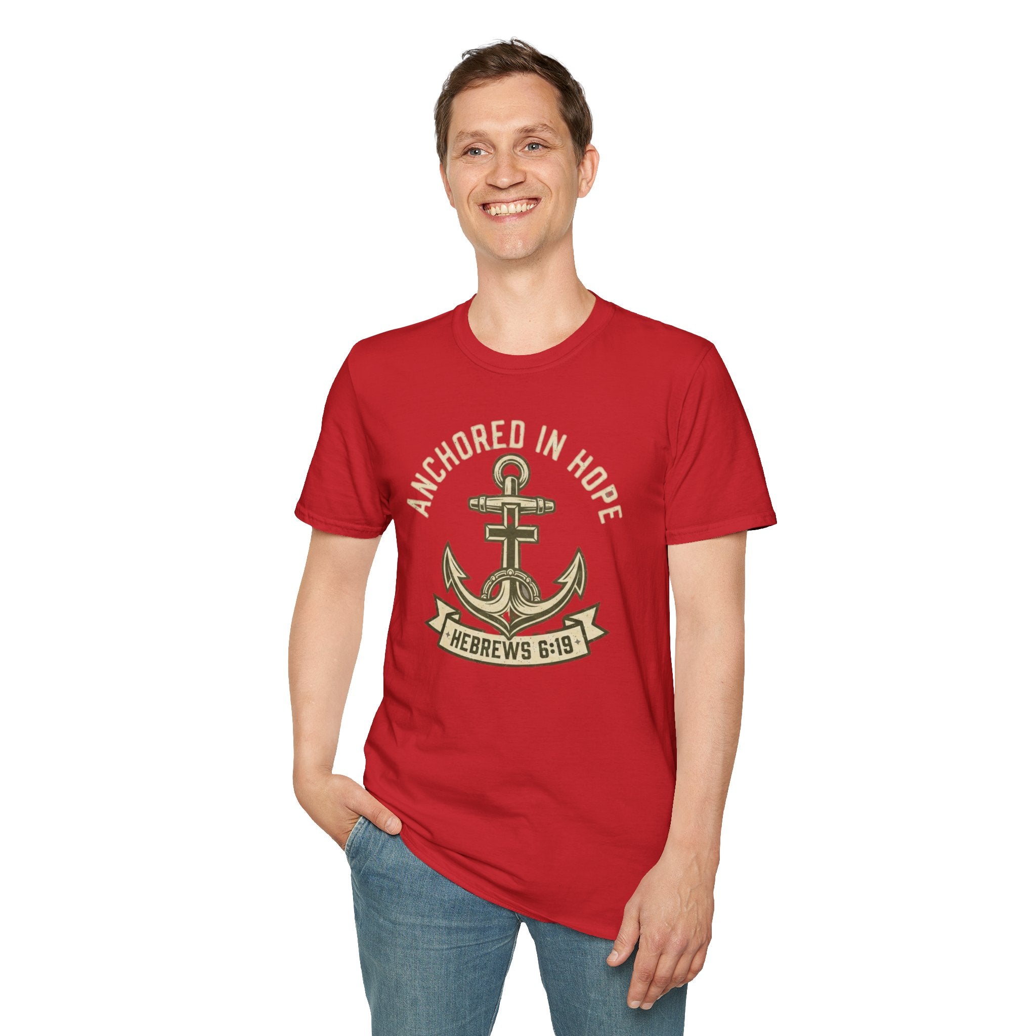 Anchored In Hope T-Shirt — Hebrews 6:19 Christian Faith Tee