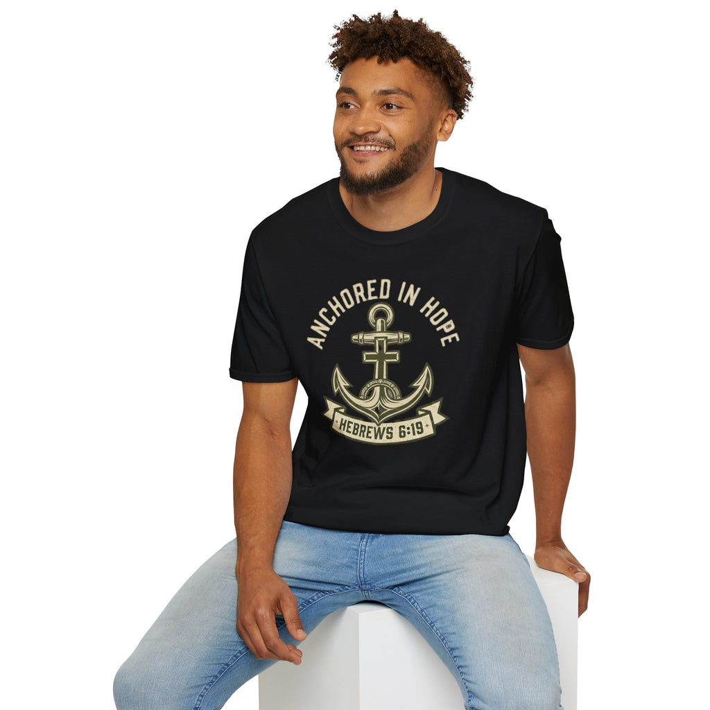 Anchored In Hope T-Shirt — Hebrews 6:19 Christian Faith Tee