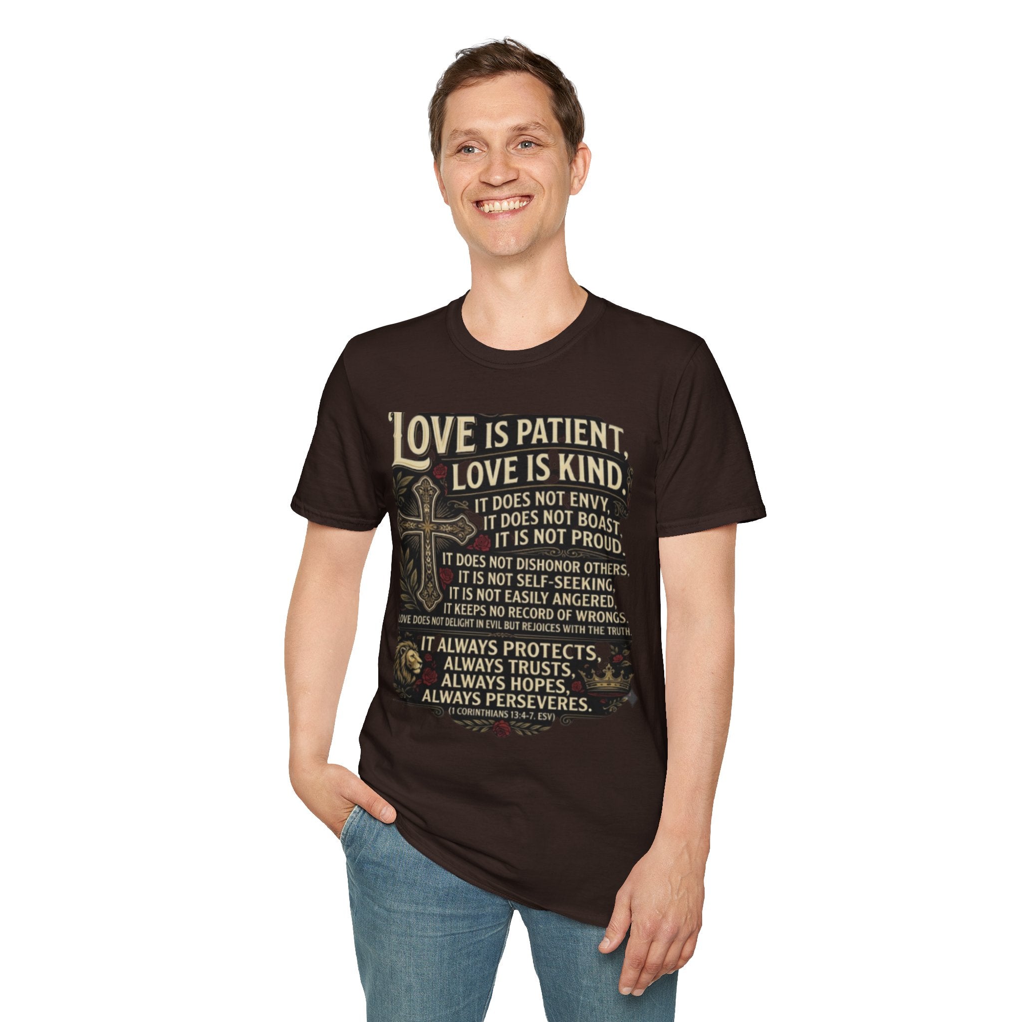 Love Is Patient Scripture T-Shirt — 1 Corinthians 13 Christian Faith Tee