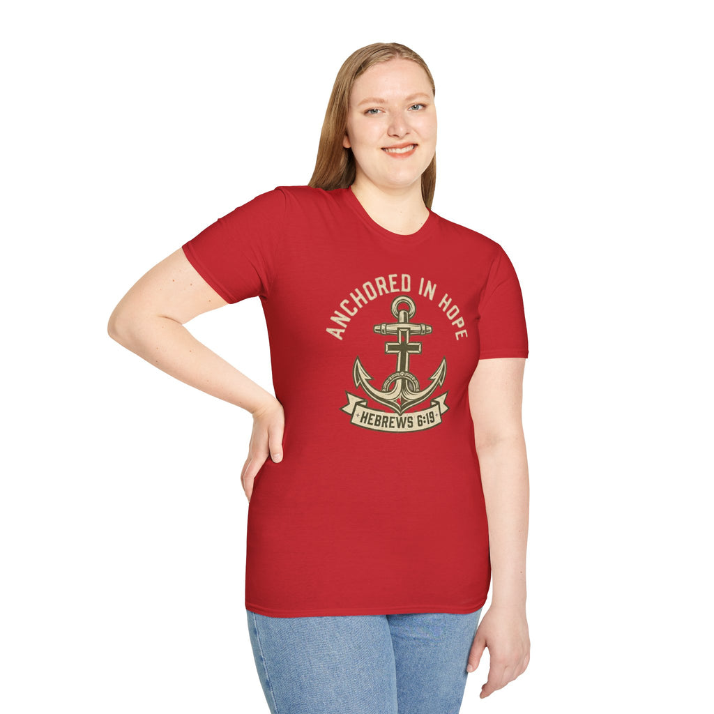 Anchored In Hope T-Shirt — Hebrews 6:19 Christian Faith Tee