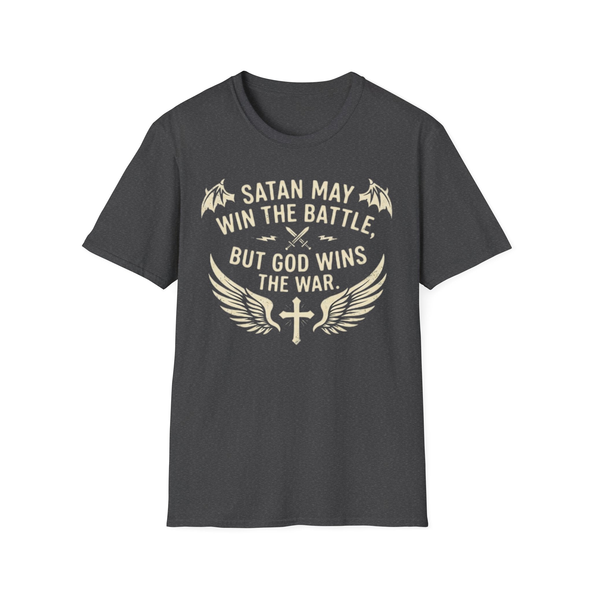 Religious Graphic T-Shirt — "Satan May Win the Battle, But God Wins the War"