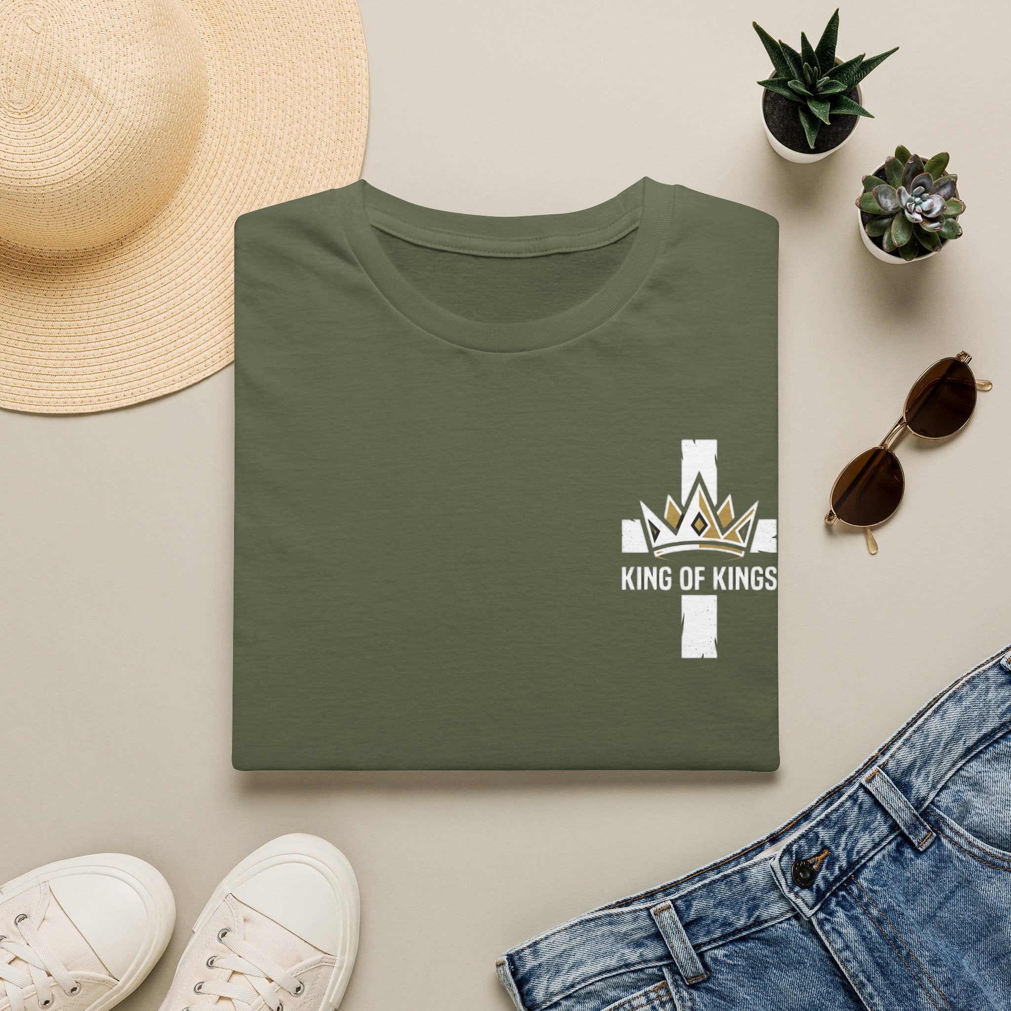 King of Kings Cross T‑Shirt — Christian Faith Crown Graphic