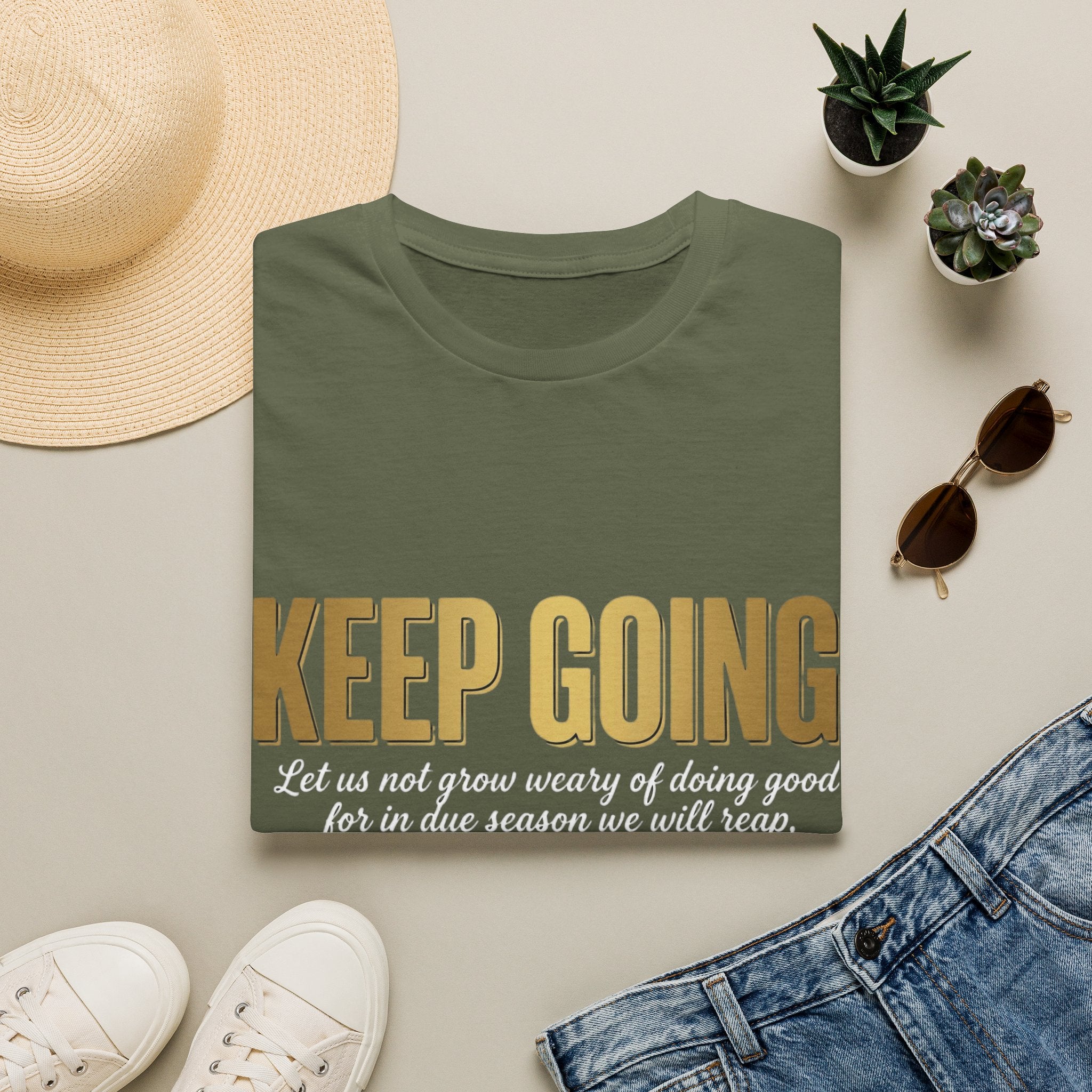 Keep Going T-Shirt — Inspirational Christian Verse Shirt (Galatians 6:9)