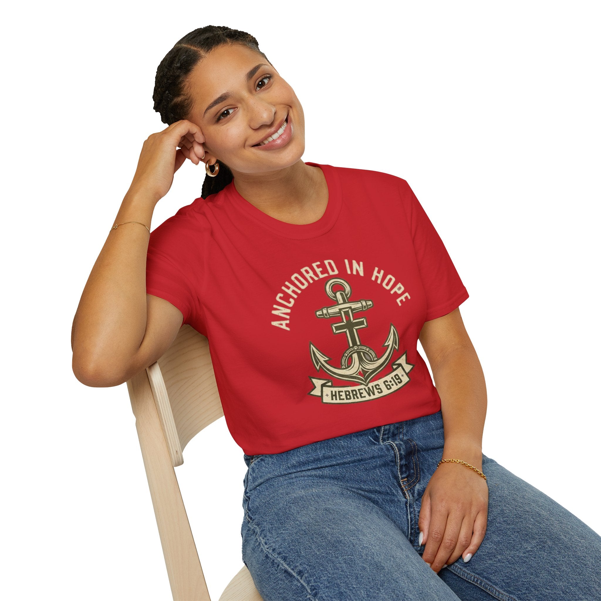Anchored In Hope T-Shirt — Hebrews 6:19 Christian Faith Tee