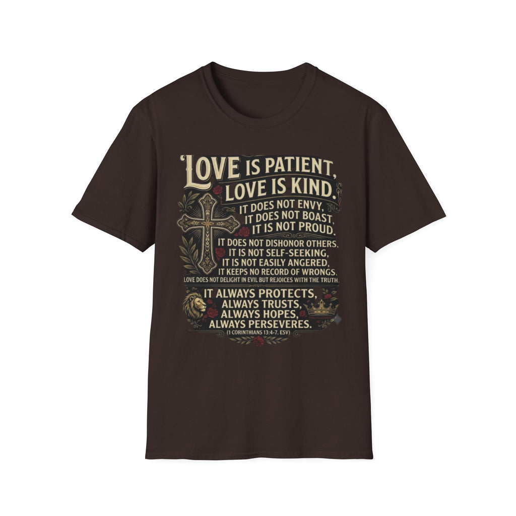 Love Is Patient Scripture T-Shirt — 1 Corinthians 13 Christian Faith Tee