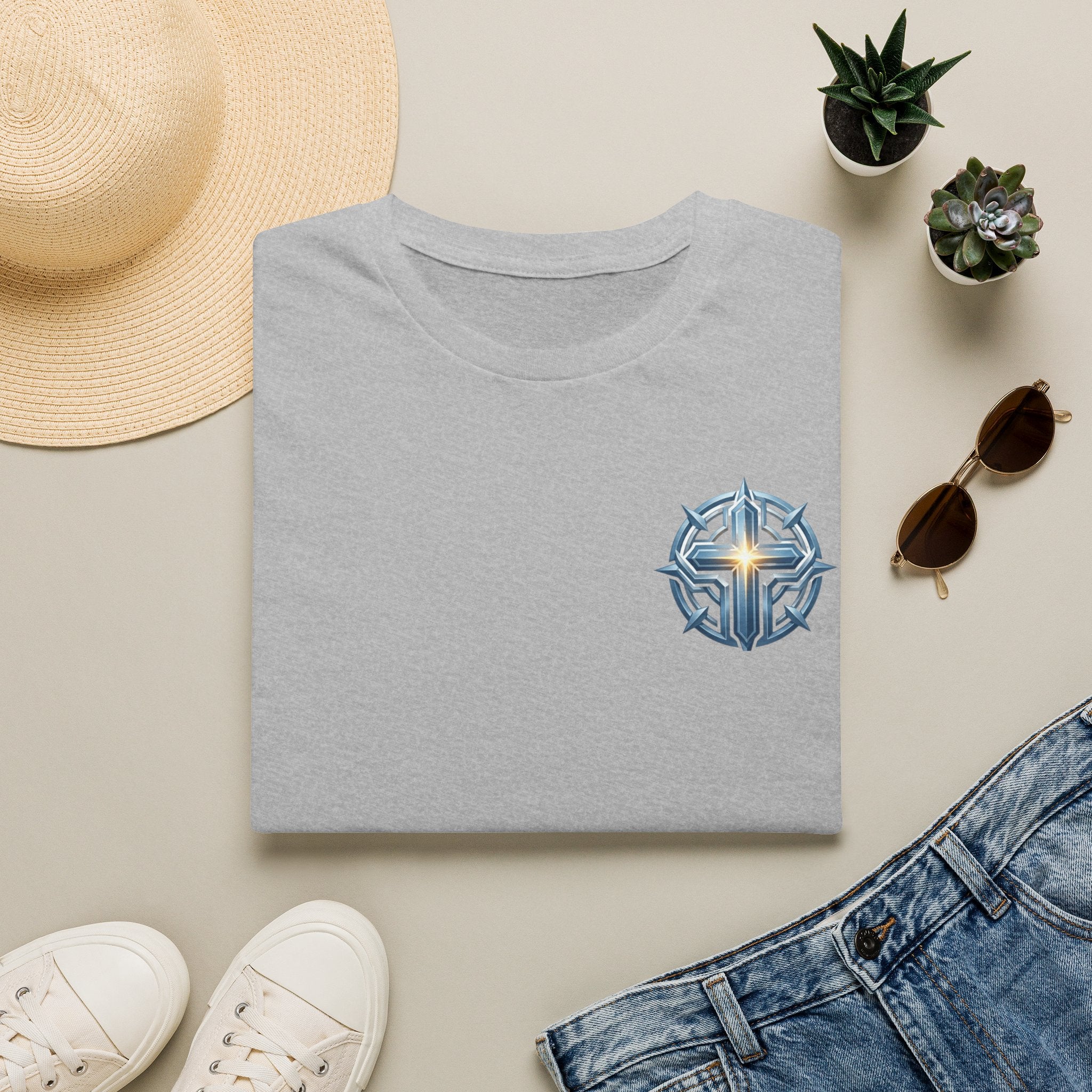 Christian Compass Cross T-Shirt — Small Chest Faith Graphic