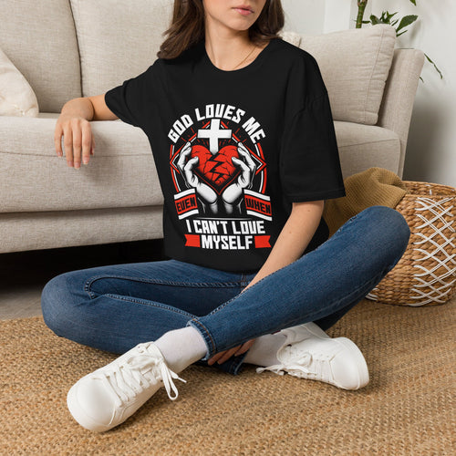 God Loves Me T-Shirt — Christian Faith Heart Cross Graphic Tee
