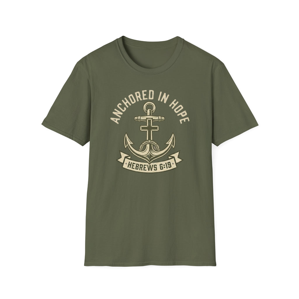 Anchored In Hope T-Shirt — Hebrews 6:19 Christian Faith Tee
