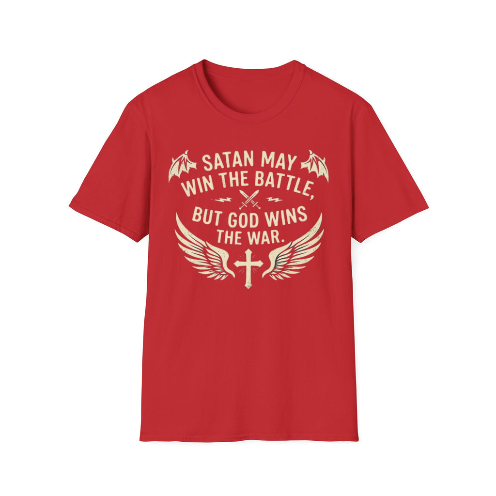 Religious Graphic T-Shirt — "Satan May Win the Battle, But God Wins the War"