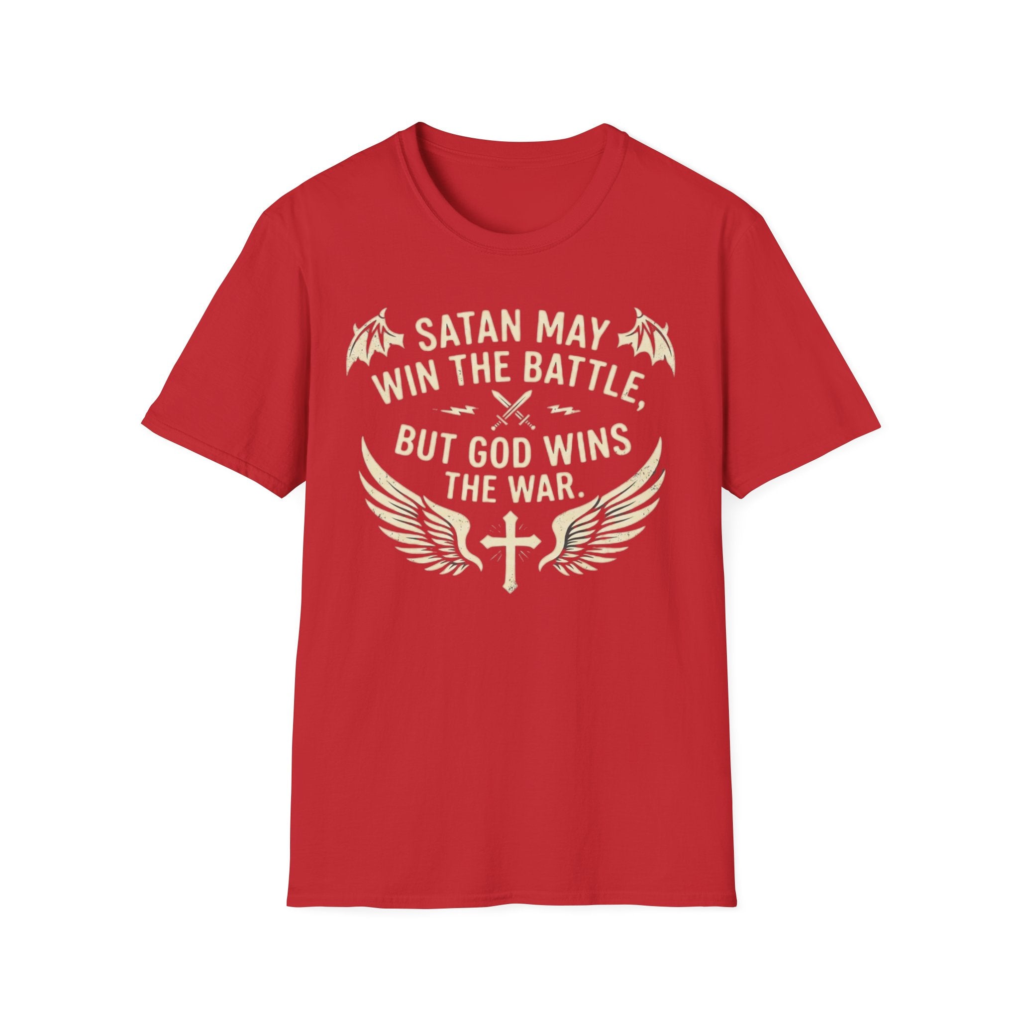 Religious Graphic T-Shirt — "Satan May Win the Battle, But God Wins the War"