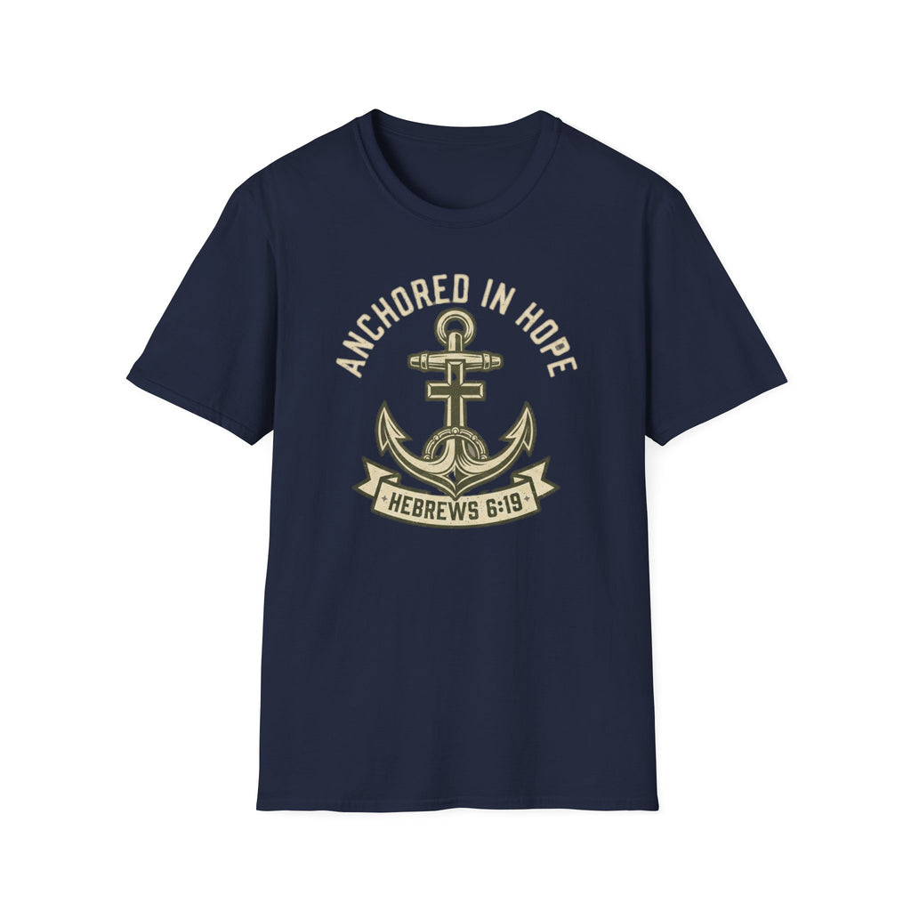 Anchored In Hope T-Shirt — Hebrews 6:19 Christian Faith Tee