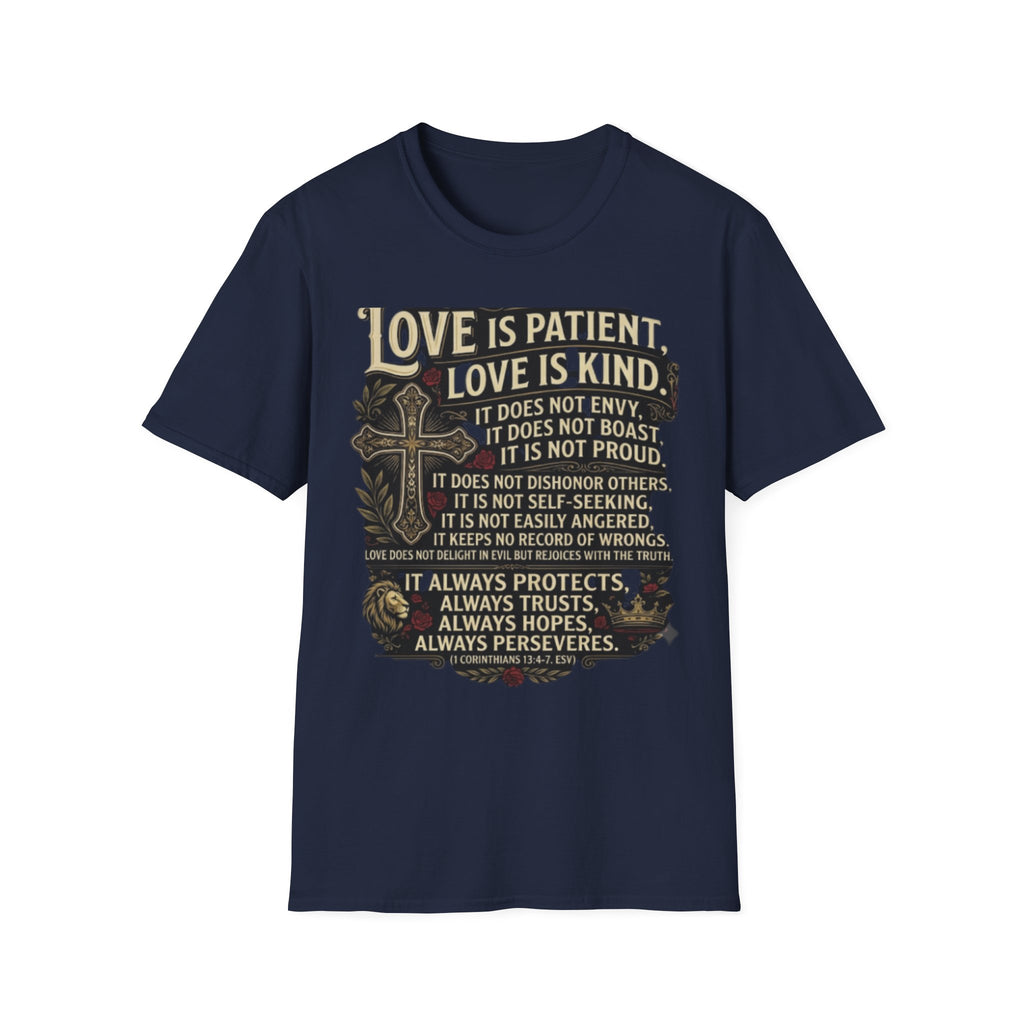 Love Is Patient Scripture T-Shirt — 1 Corinthians 13 Christian Faith Tee