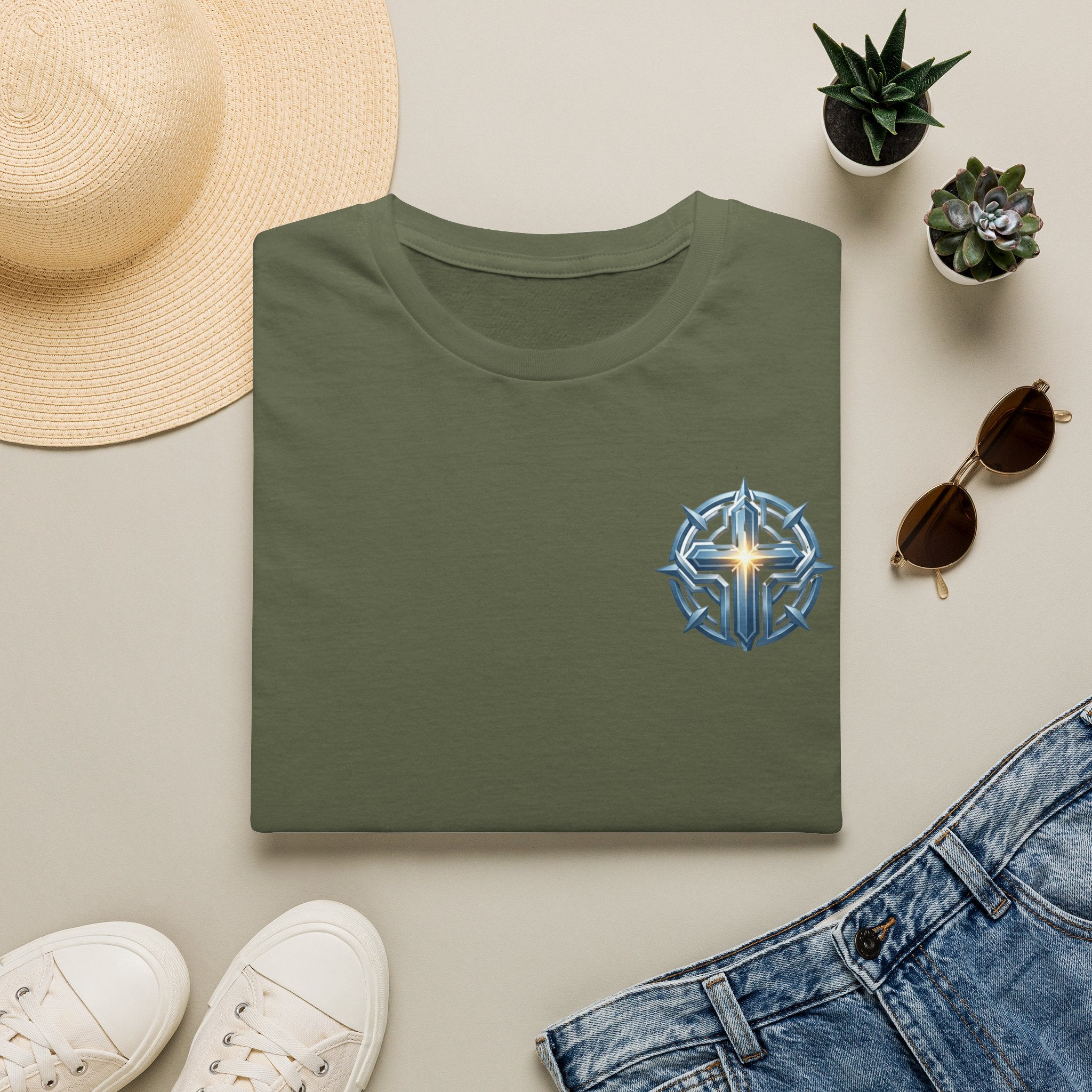 Christian Compass Cross T-Shirt — Small Chest Faith Graphic