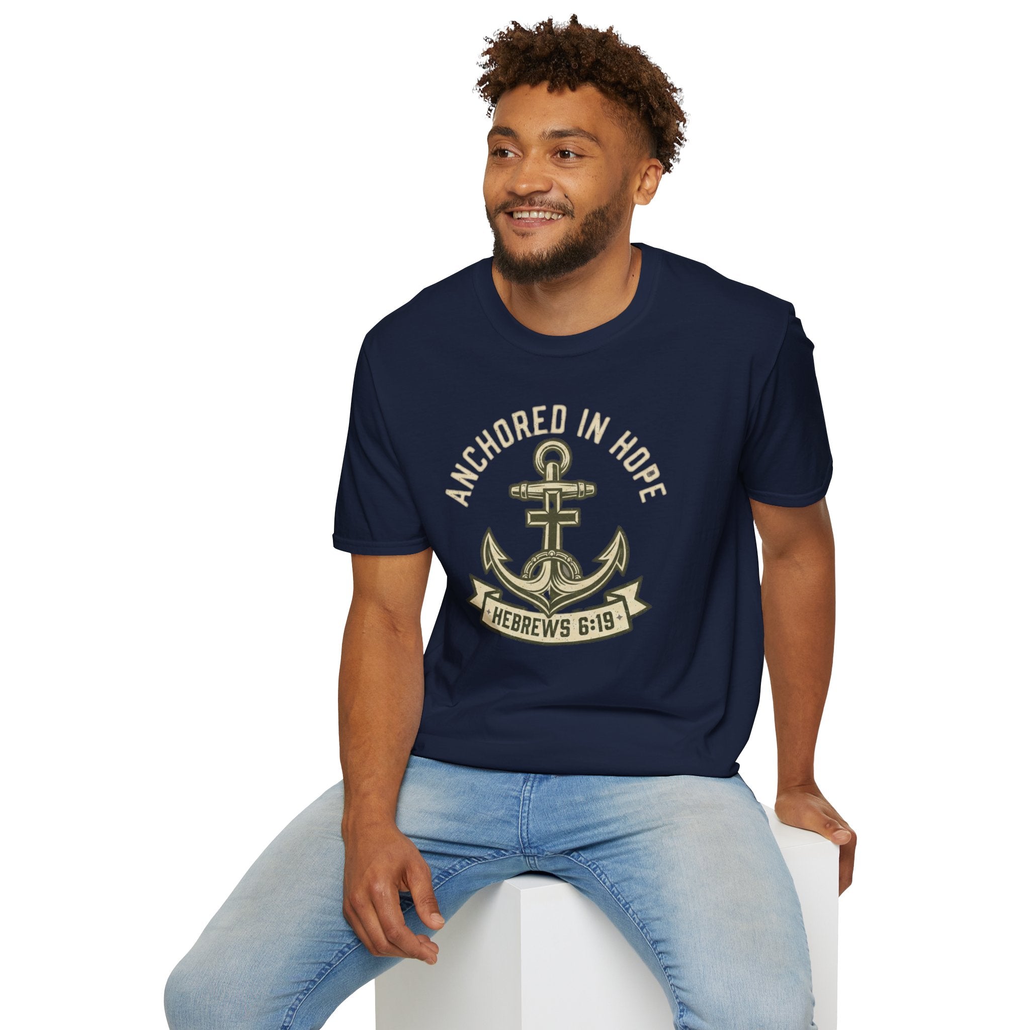 Anchored In Hope T-Shirt — Hebrews 6:19 Christian Faith Tee