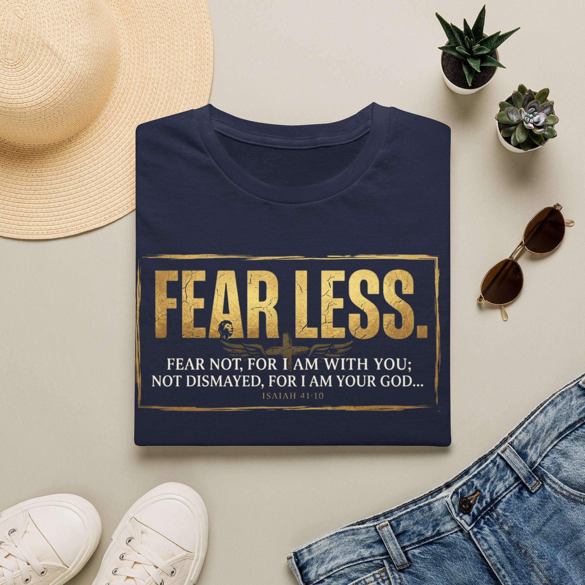 Fear Less T‑Shirt — Inspirational Christian Scripture Tee (Isaiah 41:10)