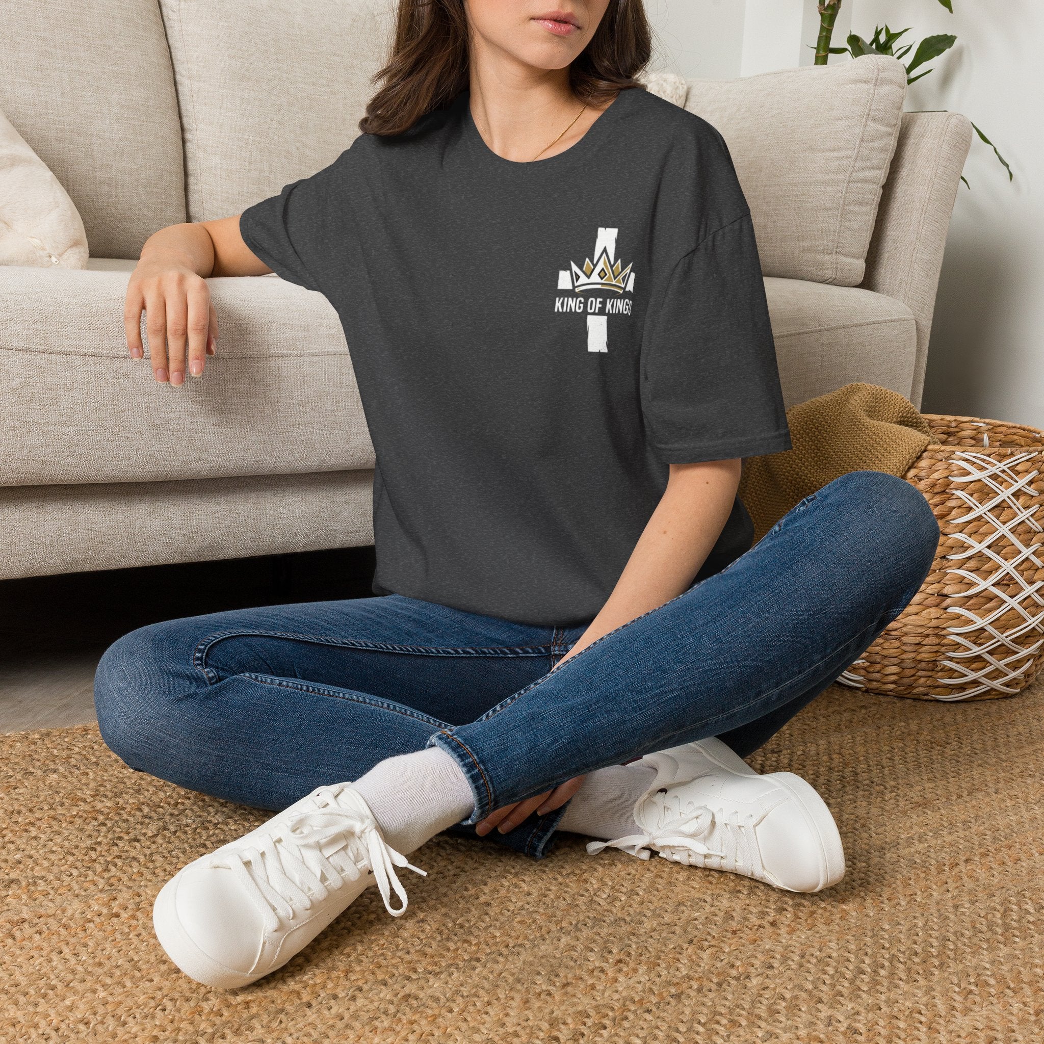 King of Kings Cross T‑Shirt — Christian Faith Crown Graphic