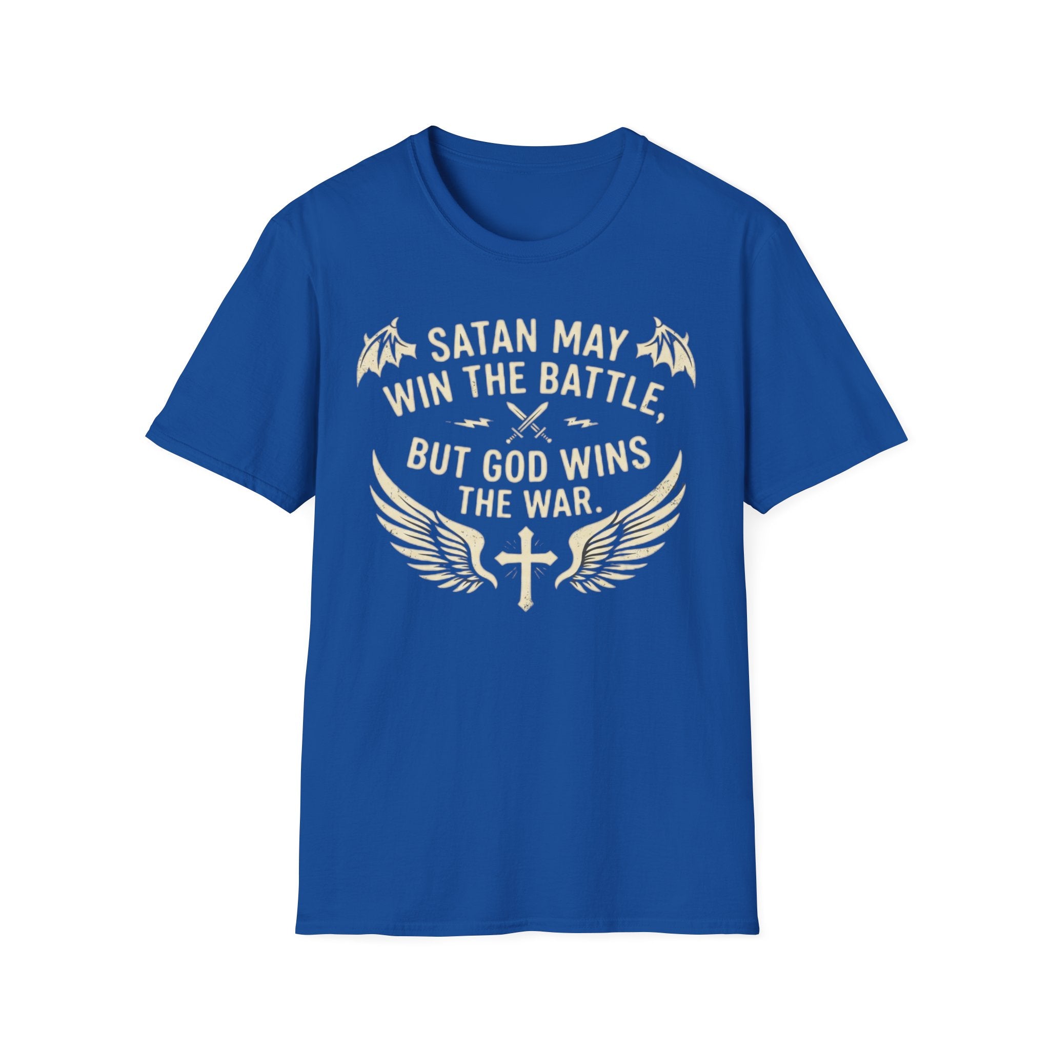 Religious Graphic T-Shirt — "Satan May Win the Battle, But God Wins the War"