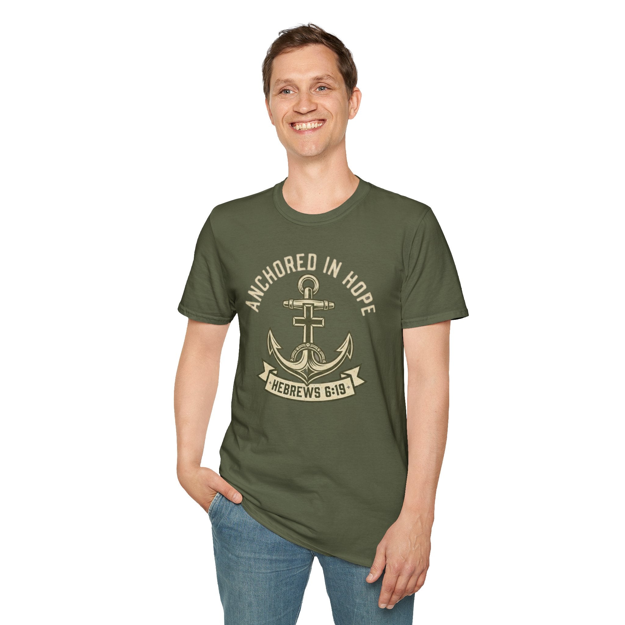 Anchored In Hope T-Shirt — Hebrews 6:19 Christian Faith Tee