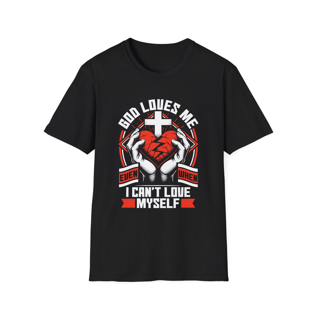 God Loves Me T-Shirt — Christian Faith Heart Cross Graphic Tee