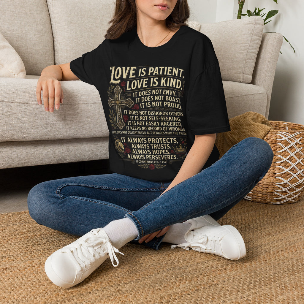 Love Is Patient Scripture T-Shirt — 1 Corinthians 13 Christian Faith Tee