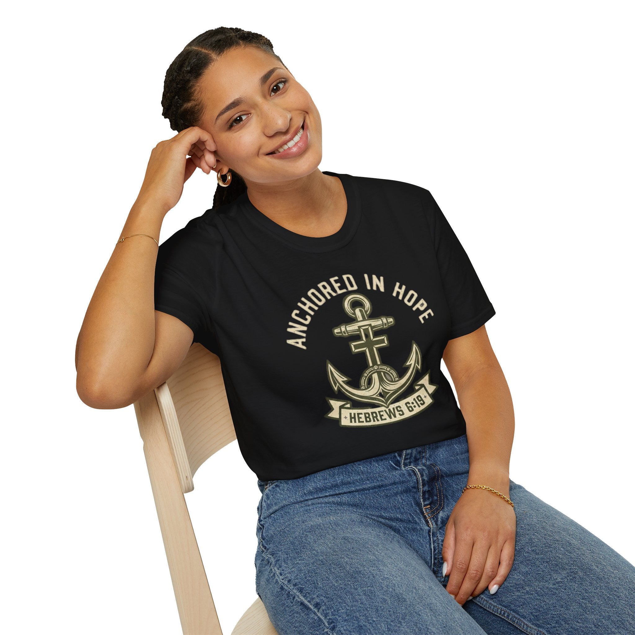 Anchored In Hope T-Shirt — Hebrews 6:19 Christian Faith Tee