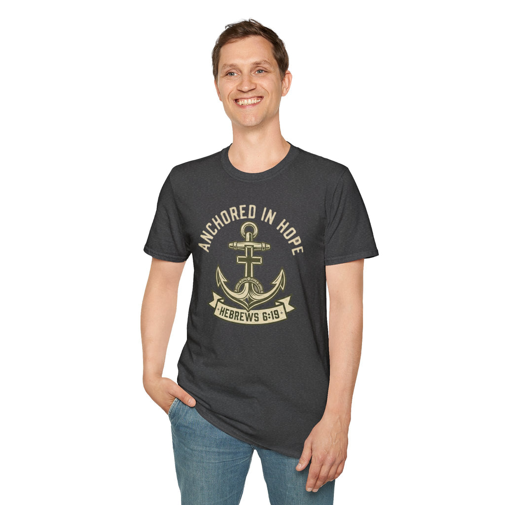 Anchored In Hope T-Shirt — Hebrews 6:19 Christian Faith Tee
