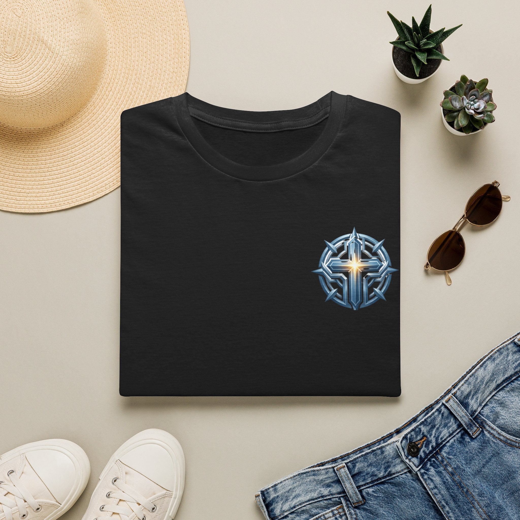 Christian Compass Cross T-Shirt — Small Chest Faith Graphic