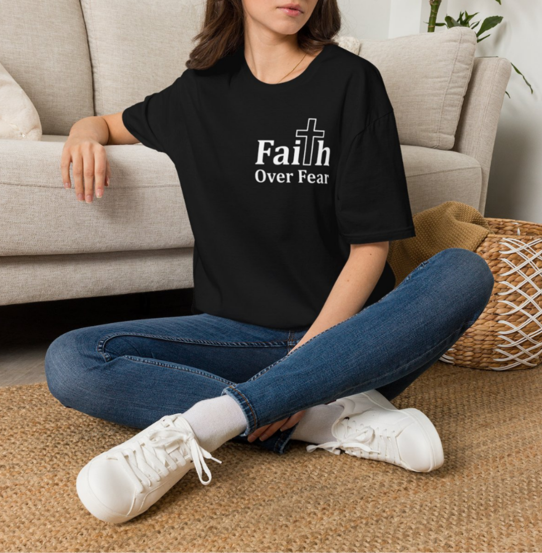 Faith Over Fear T-Shirt — Christian Cross Inspirational Tee